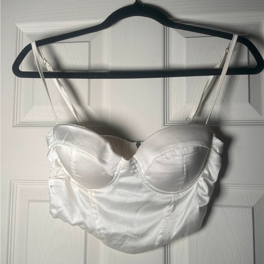 Elegant White Satin Bustier